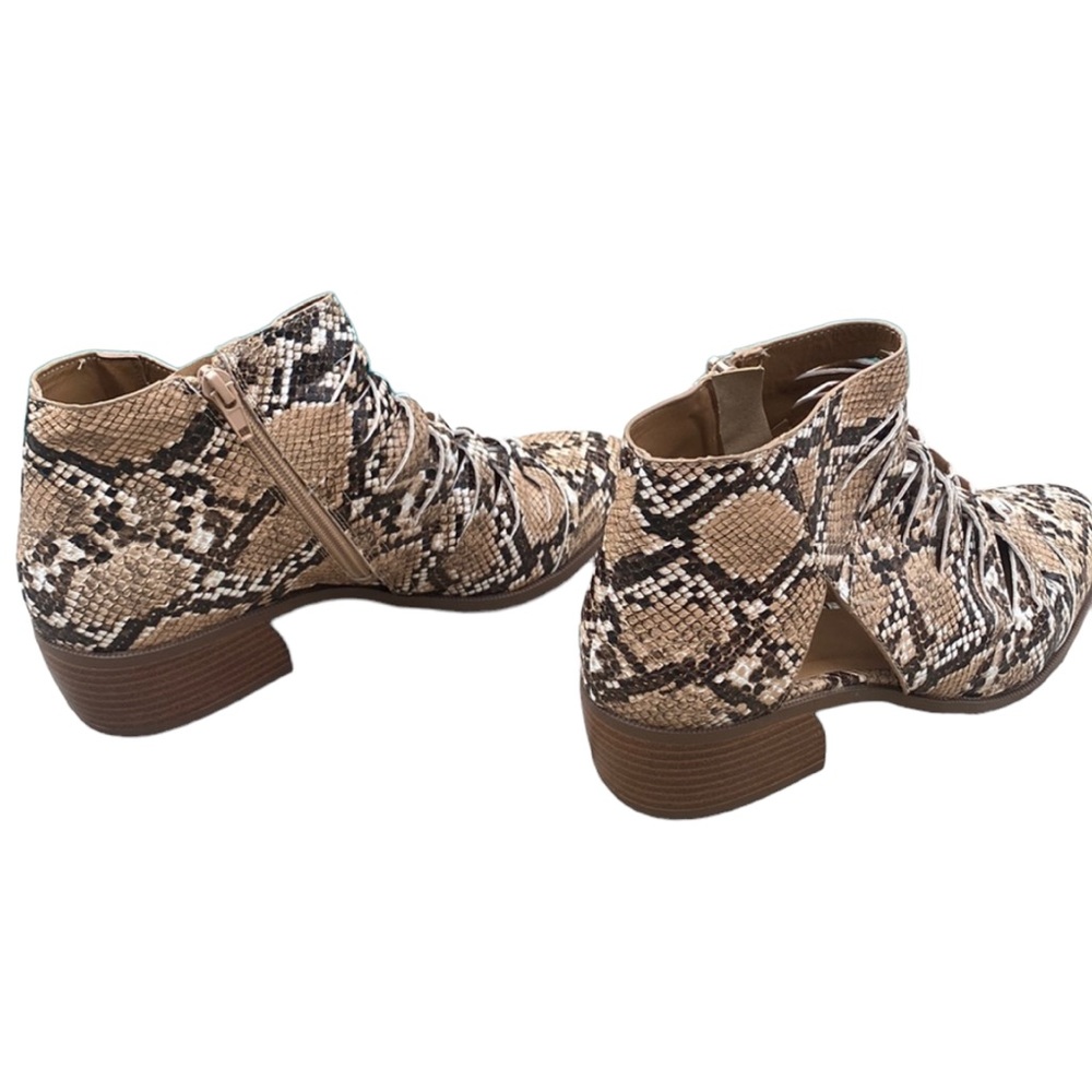 Qupid Vegan Snakeskin Heeled Ankle Boots